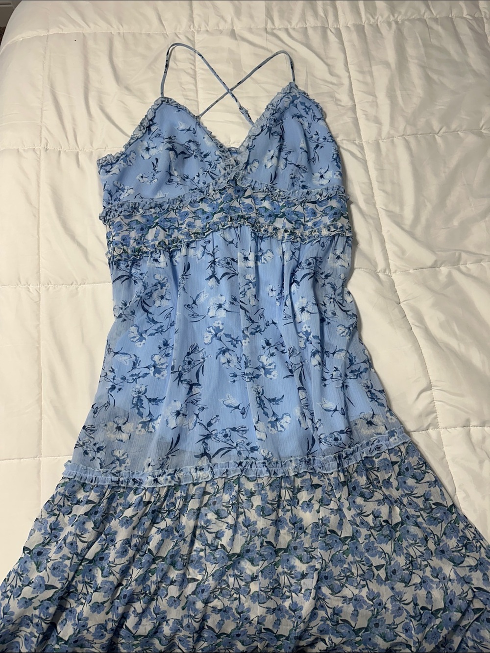ARULA Powder Blue Floral Maxi Slip Dress